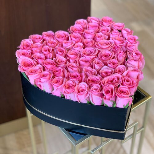 Pink Roses Heart Shape Box